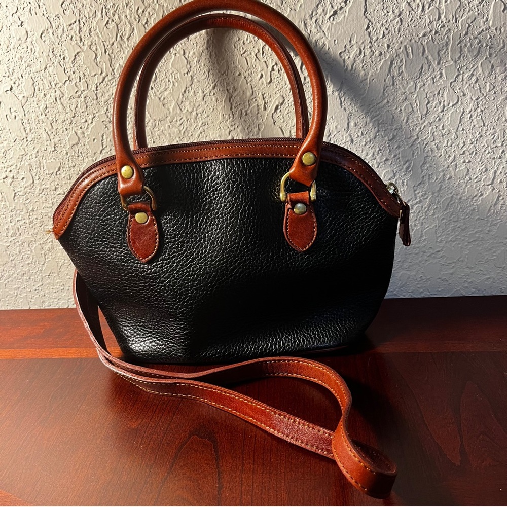 Vintage Black and Brown Leather Handbag - Picture 2 of 7